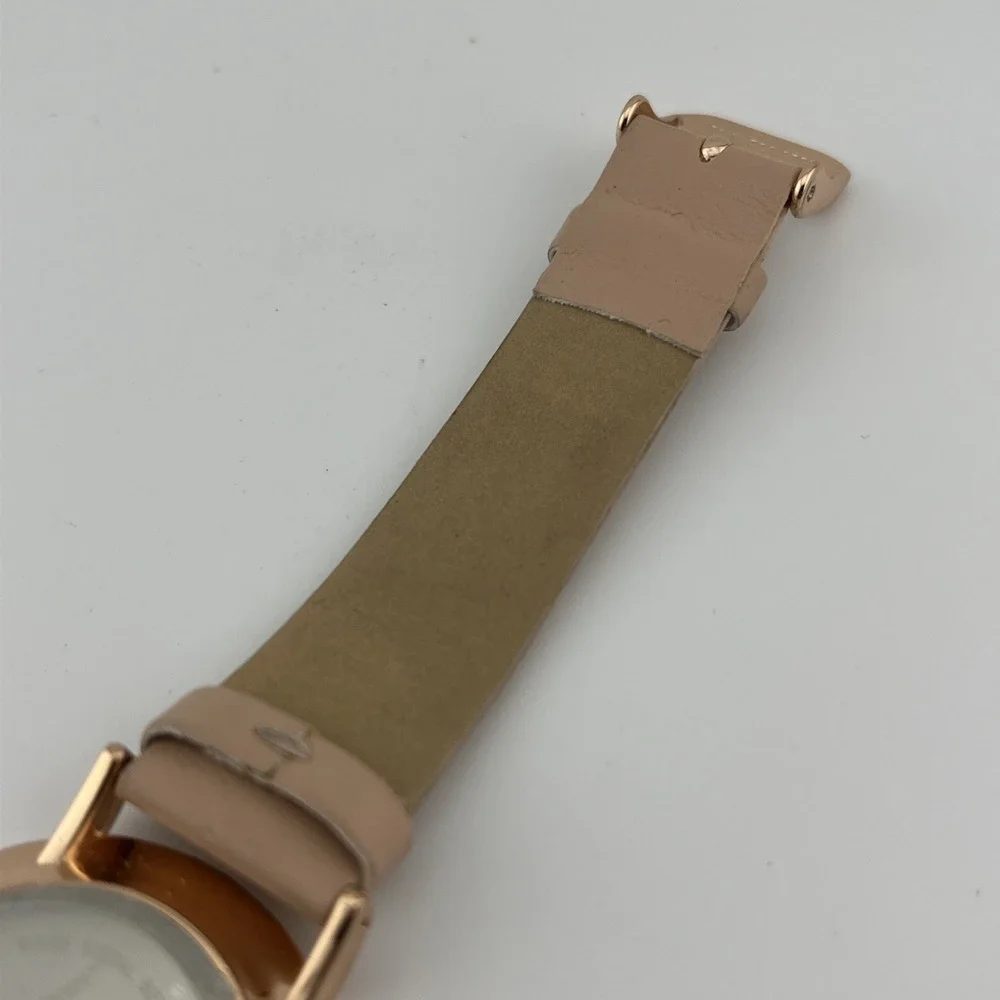 A New Day Watch Women 37mm Rose Gold‎ Case Pink Faux Leather Band- New Battery
